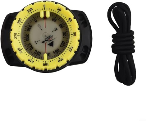 Fauhapyway Bussola da 6,2 cm, con supporto da polso, impermeabile fino a 50 m, per sport subacquei (giallo)