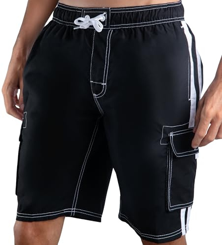 Kanu Surf Men's Barracuda Swim Trunks (Regular & Extended Sizes), Black, X-Large