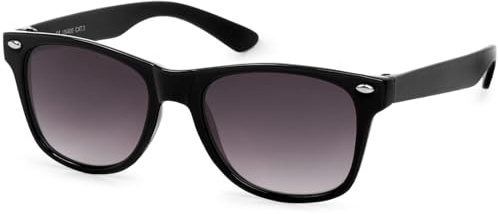 styleBREAKER Gafas de sol Kids Nerd con montura de plástico y lentes de policarbonato, diseño clásico retro 09020056, color:Marco negro/delineado vidrio gris