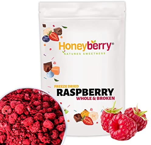 Freeze Dried Raspberry Whole & Broken 100g - No Added Sugar, 100% Natural, Gluten Free, Vegan Friendly