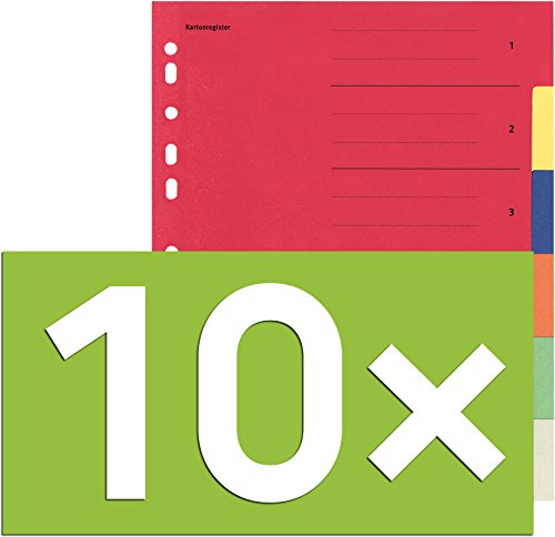 Falken Karton-Register für DIN A4 24 x 29,7 cm volle Höhe mit Organisationsdruck (6-teilig | 10er Pack)