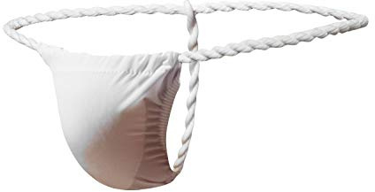 Newsywell - Slip da uomo T-Back, in seta ghiacciata, con imbottitura a vita bassa, bianco, Medium