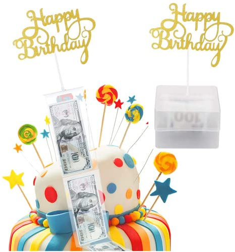 Cake Pull Out Kit Cake Birthday Box Set with 20 Transparent Bag for Birthday Party Cake Decorations Cake Size in 8 Inch or Larger