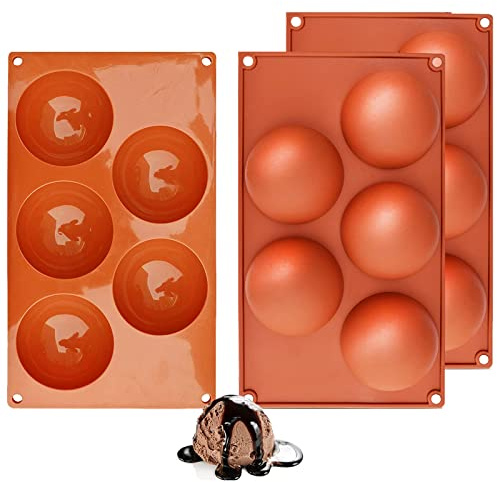 3 Pezzi Stampi a Cupola di Semisfera, 5 Cavità Stampo in Silicone, Stampi per Cioccolatini per i Tuoi Dessert al Cioccolato, Bomba Gelato, Fondente, Caramelle, Biscotti, Gelatina(diametro 8 cm)