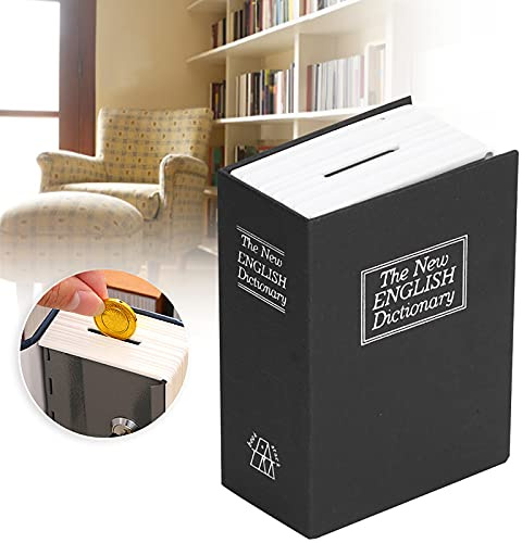 Simulation Book Safe Storage Box with Lock and Keys, Metal with Stainless, 4 5x3 1x1 8 Inch, for Money Cash Jewelry