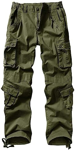 VATINNT Cargo Work Trousers Women's Outdoor Hiking Trousers Casual Tactical Cargo Pants with 9 Pockets No Belt 2039 ArmyGreen 14