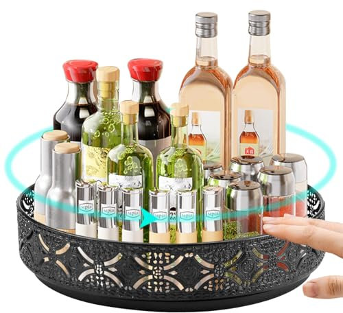 MININUSI Drehteller, 360° Gewürzregal, 30cm Gewürzhalter, Drehbares Tablett, Drehbares Gewürzregal, Drehteller Organizer, Kühlschrank Gewürzregal Drehbar für Küche, Schrank, Speisekammer, Esstisch