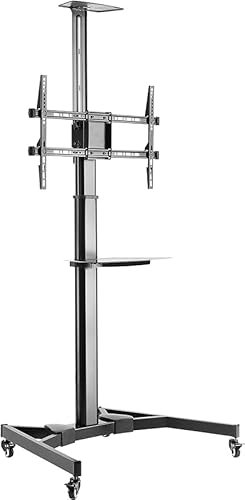 RICOO TV Ständer Rollbar für 40-75 Zoll Fahrbarer Fernsehständer mit Rollen Höhenverstellbar Stand Fernseher Standfuss FS0364 Fernseh Wagen Bodenständer bis 50 Kg max. VESA 600x400 mm Drehbar Neigbar