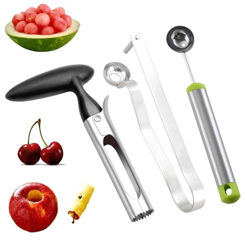 Levatorsoli Mela, Rotonda Paletta per Melone, 3 PCS Leva Torsolo Mela, Set di Attrezzi per Frutta, Set di Utensili da Frutta, Utilizzato per Pere, Denocciolatrice per Ciliegie, Angurie, Datteri Rossi
