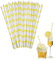 DAJISI 100 PCS Straws Drinking Paper, Paper Straws Drinking Printed with Lemon Drinking Straws Bubble Tea Straws Milkshake Straws Smoothie Straws for Anniversaries, Cocktail Party and Party
