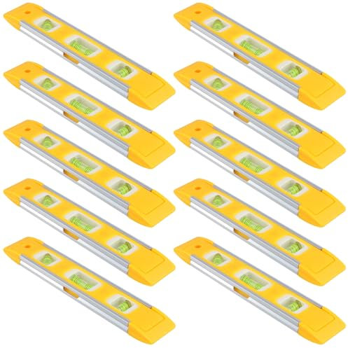 HAKZEON 10 PCS 9 Inch Yellow Magnetic Torpedo Level, Plastic Shell Bubble Level Tool, Spirit Level Measuring Tool with 45/90/180 Degree Bubbles for Measurements