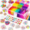 LUZOON 12000+ Loom Bänder Set XXL, 30 Farben Gummibänder für Armbänder 3-lagigem Koffer Mega Set DIY Gummi Armband Basteln für Kinder Jungs Mädchen Geschenk (Rosa Box)