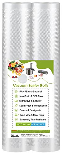 Sacs Sous Vide Alimentaire Pour Cuisson - 2 Rouleau 28x300cm Pour Cuisson,Conservation des Aliments,Sans BPA,Compatible Tout Appareil de Mise Sous Vide