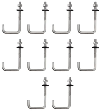 Bullone di ancoraggio per tetto, M6 x 60 x 120 mm, in acciaio inox 304, gancio a J, gancio da parete, ganci a gambo lungo, con dado esagonale, viti di ancoraggio per calcestruzzo, 10 pezzi