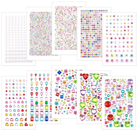 2774PCS Strass Autocollants, Pierres à Paillettes Autocollantes-Pierres strass-Autocollants Strass Paillettes, Différentes Tailles Strass Autocollant, pour DIY, L'artisanat, Cartes de Vœux etc.