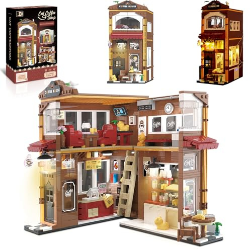 Cabeeskii Book Nook - Set di mattoncini da costruzione, casa con LED, mattoncini da costruzione per adulti, ragazzi e ragazze dagli 8 anni in su