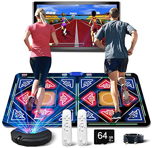 HSAHL HDMI-Musik-Tanzmatte mit Kamera und 64 GB großer Speicherkarte,enthält 1030 Spiele,700 Lieder und 81 Musikvideos,für Einzel- und Doppelspieler – EIN luxuriöses Geschenk für Jungen und Mädchen