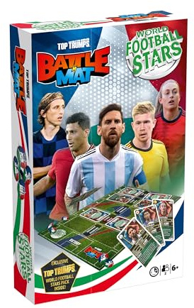 Top Trumps World Football Stars Battle Mat Card Game, Play with your favourite Football players including Cristiano Ronaldo, Lionel Messi and Harry Kane, gift and toy for boys and girls aged 6 plus