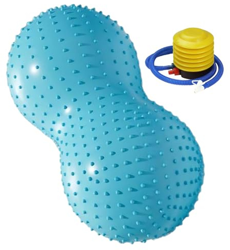 Balle de Massage en PVC en Forme d’Arachide – 45x90cm Balle de Laćrosse, Accessoire Massant | Balļe Gonflable avec Pompe à Air, Entraînement du Core, Yoga, Pilates, Gym & Exercices Sensoriels pour Adu