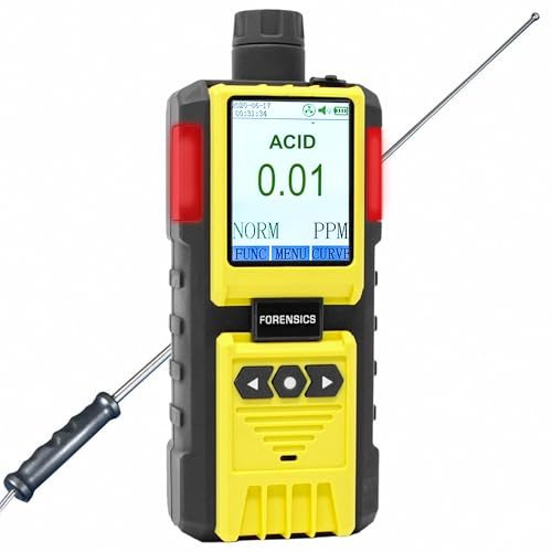 Acid Gas Detector by Forensics | USA NIST Calibrated & Certificate | USB Recharge | 0-10 ppm with 0.01 ppm Resolution | Built-in Pump & 4ft Probe |