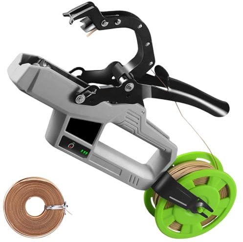 Atadora Eléctrica De Plantas, Herramienta Automática con 2 Rollos De Bridas De 90 M Y Un Diámetro Máximo De Rama De 45 Mm. 6000 Atados. Ideal para Uso Doméstico