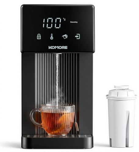 KOMORE 4L Instant Hot Water Dispenser, Water Dispenser with Filter, Black