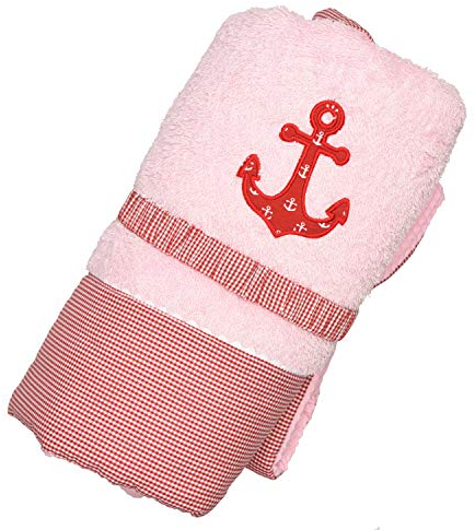 P.Eisenherz Krabbeldecke mit Anker in rosa, 70x90 cm, weich gepolstert, kleines Packmaß - ideal für unterwegs, 100% ÖkoTex Baumwolle