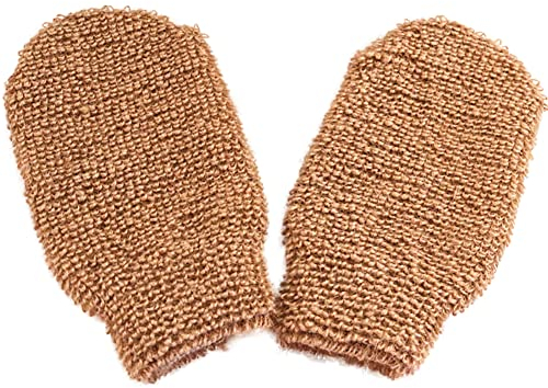 JIHUOO 2 Stücke Hanf Massagehandschuh Bad Peelinghandschuh Duschhandschuhe Peeling Handschuhe Mitt für Körper Gesicht