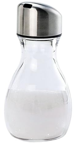 J&M DESIGN Distributeur de sucre avec bec verseur pour accessoires de café, thé et pâtisserie essentiels avec couvercle en acier inoxydable – 270 ml en acrylique transparent