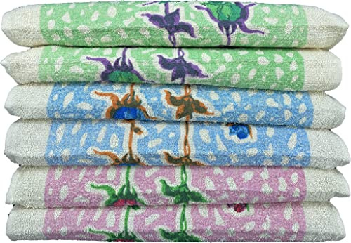 HOME ZEN HOUSEHOLD LINEN CONFEZIONE SET 6 PEZZI ASCIUGAMANO VISO MANI OSPITE SALVIETTA STAMPATO FIORATO 100% COTONE IDROFILO CONFEZIONE 6 PEZZI 40X60 CM DISEGNO ROSA