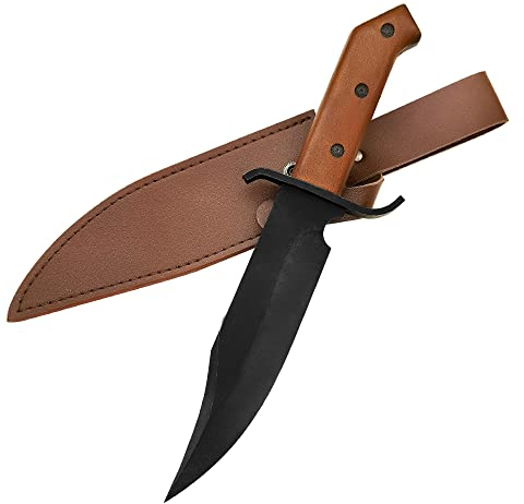 TOKSANG.KF Outdoor Camping Bowiemesser 32,5 cm Survival-Jagdmesser mit Lederetui und Gürtelhalter
