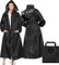 SOPPY Regenmäntel für Damen, winddicht Regenponcho, leichter Regenmäntel lange Regenjacke langer wasserdichter Mantel, schnell trocknend, Regenmäntel mit Kapuze für Damen, Schwarz, XL