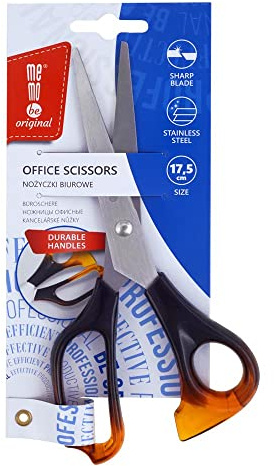 Amex Mebobe Office Scissors, Multi-Purpose Stainless Steel Office Scissors with Comfortable Grip, Rustproof Scissors, Multifunctional Scissors, Design Universal Scissors, Amber 17.5 cm