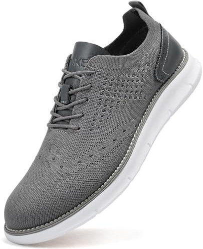 SVNKE mäns Oxfordskor formella promenadskor finskor klassiska halkfria business vardagsskor snörning lätt sneaker, Grå, 41.5 EU
