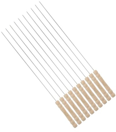 SEWOART 10 Pezzi Spiedini in Acciaio Resistenti Per Barbecue Spiedo Con Manico in Legno Per Carne Ortaggi Frutta Barbecue All Aperto e Famiglia