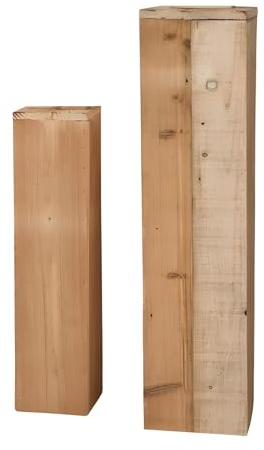 Dekoleidenschaft 2X Dekosäule Rustikal aus recyceltem Holz, 60 + 79 cm hoch, Holzsäule, Podest, Blumenständer