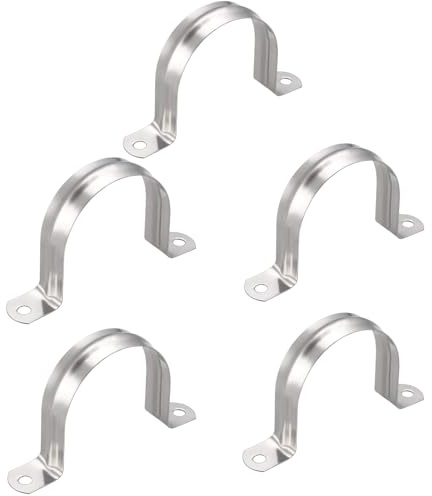 TOP-VIGOR Lot de 5 sangles rigides de 60 mm à 2 trous en acier inoxydable, colliers de serrage robustes pour fixation de tuyaux, électricité, échappement, plomberie