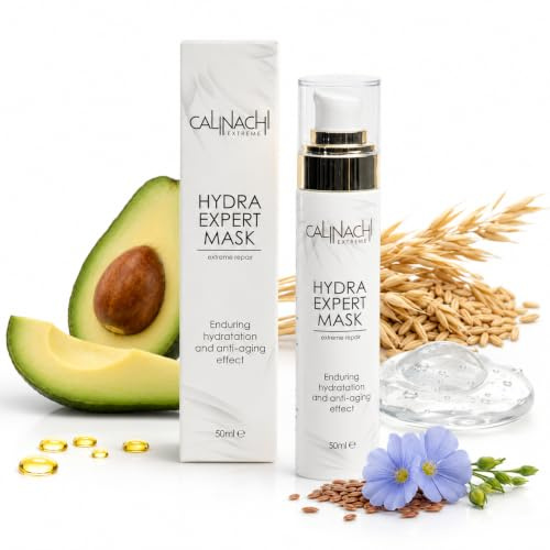 CALINACHI Ansiktsmask Återfuktande Hyaluronsyra Aquaxyl 50 ml torr hud | Intensiv fukt med Aquaxyl och hyaluronsyra för en slätare, mjukare hy på ansikte, hals och dekolletage