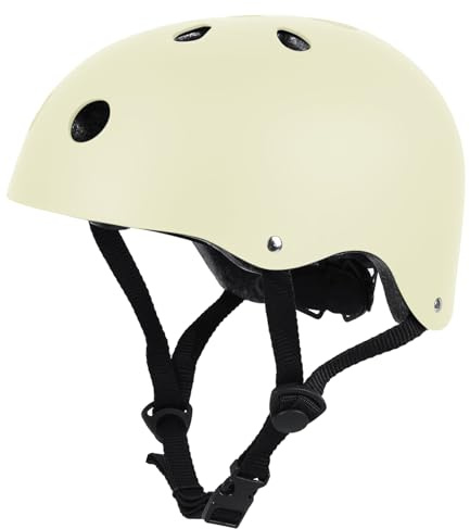 LeapBeast Casco Skate Casco Bicicleta con Certificado CE Unisex Adultos Hombres y Mujeres Multi-Deporte para Ciclismo, Skate, Patinaje (Beige, Large)
