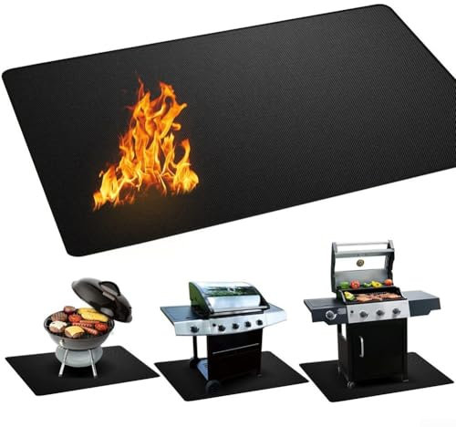 Alfombrilla de barbacoa, alfombrilla antideslizante para parrilla, protector de patio, tapete de chimenea interior, para chimeneas interiores y parrillas al aire libre (165 x 99 cm)