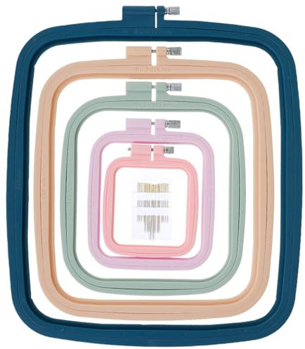 4/5 GrößEn Rechteckige Stickrahmen Stickrahmen Eckig Stickrahmen Holz Bunter Stickrahmen Sticken FüR AnfäNger Mit Sticknadeln Kreuzstich Set Stickrahmen Quadratisch(5 Sätze)
