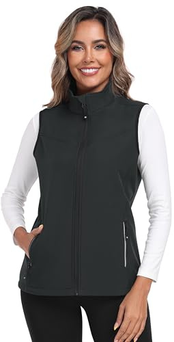 MoFiz Vestes Sans Manches Femme Polaire Automne Manteaux Zippé Veste Hiver Gilet de Randonnée et de loisirs de plein air Gris EU M