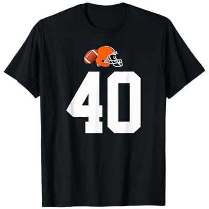 Americano Fútbol Casco Estilo Vintage Número 40 Camiseta