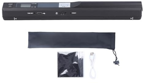 POENVFPO Scanner Portatile, Scanner Fotografico per Documenti A4 con Risoluzione 900 DPI e Formato PDF JPG, Supporta Scheda SD da 32 GB, per Viaggi d'Affari a Casa e in Ufficio (Black)