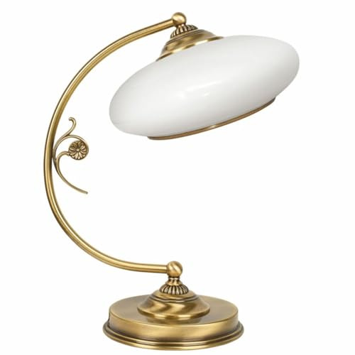 Casa Padrino Lujosa lámpara de mesa barroca de latón con pátina/blanco H. 37 cm