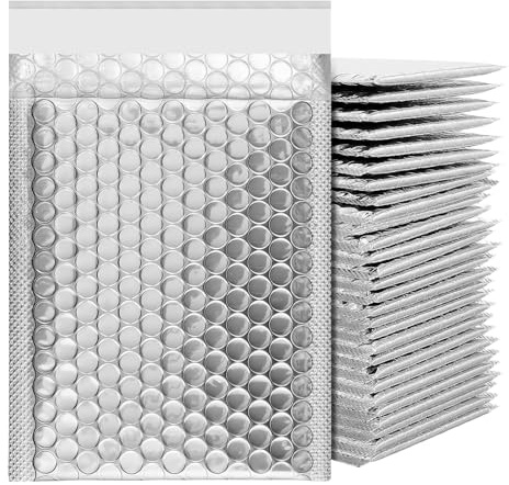 TAICHEUT 180 Pack A6 Bubble Mailers, 13x19cm Silver Self Seal Padded Envelopes with Waterproof Layer for Shipping, Mailing and Packaging