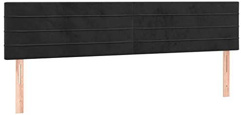 Foknhdi Cabecero de terciopelo negro 200 x 78/88 cm Altura ajustable acolchado tapizado respaldo para cama, dormitorio y cama con somier XXL