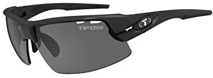 TIFOSI Crit Half Frame Matte Black Sunglasses: Half frame design, interchangeable lenses, lightweight, UV protection, adjustable, hydrophilic rubber