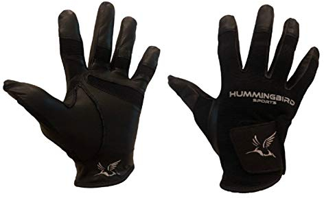 Hummingbird Sports Mädchen Lacrosse und Feldhockey-Handschuh aus Leder, Schwarz, Größe M