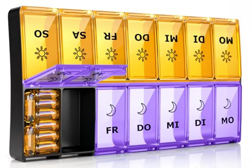 Mossime XL Pill Organizer 2 Times a Day, 7 Day Am Pm Weekly Pill Box
